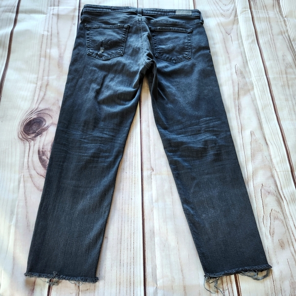 AG Adriano Goldschmied "The Stilt Crop" Cigarette Distressed Black Jean, Size 31 - Picture 5 of 9
